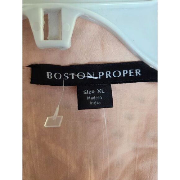 NWOT Boston Proper Pink Floral Lace & Eyelet Stretch Loop Button Blouse sz XL - Picture 6 of 9